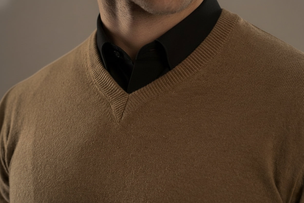 pullover V Plain wool