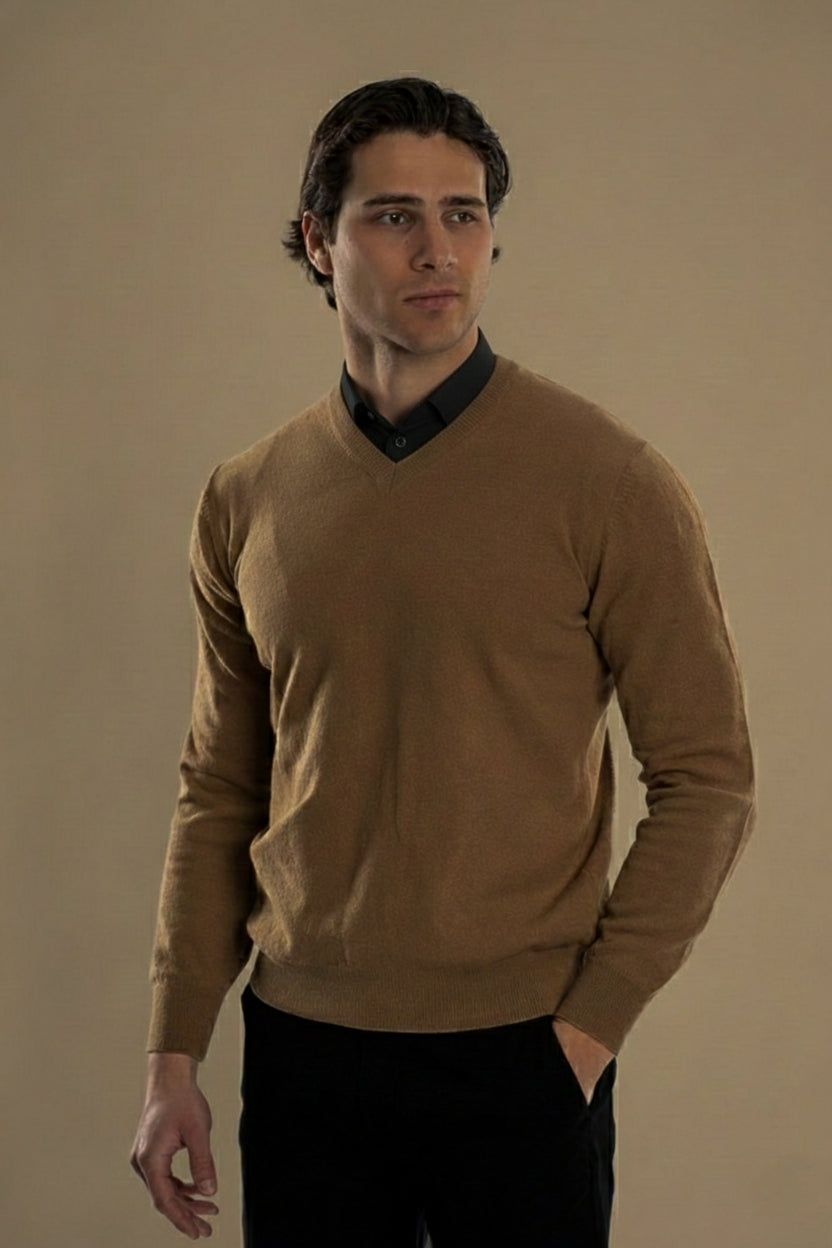 pullover V Plain wool