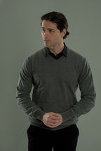 pullover V Plain wool