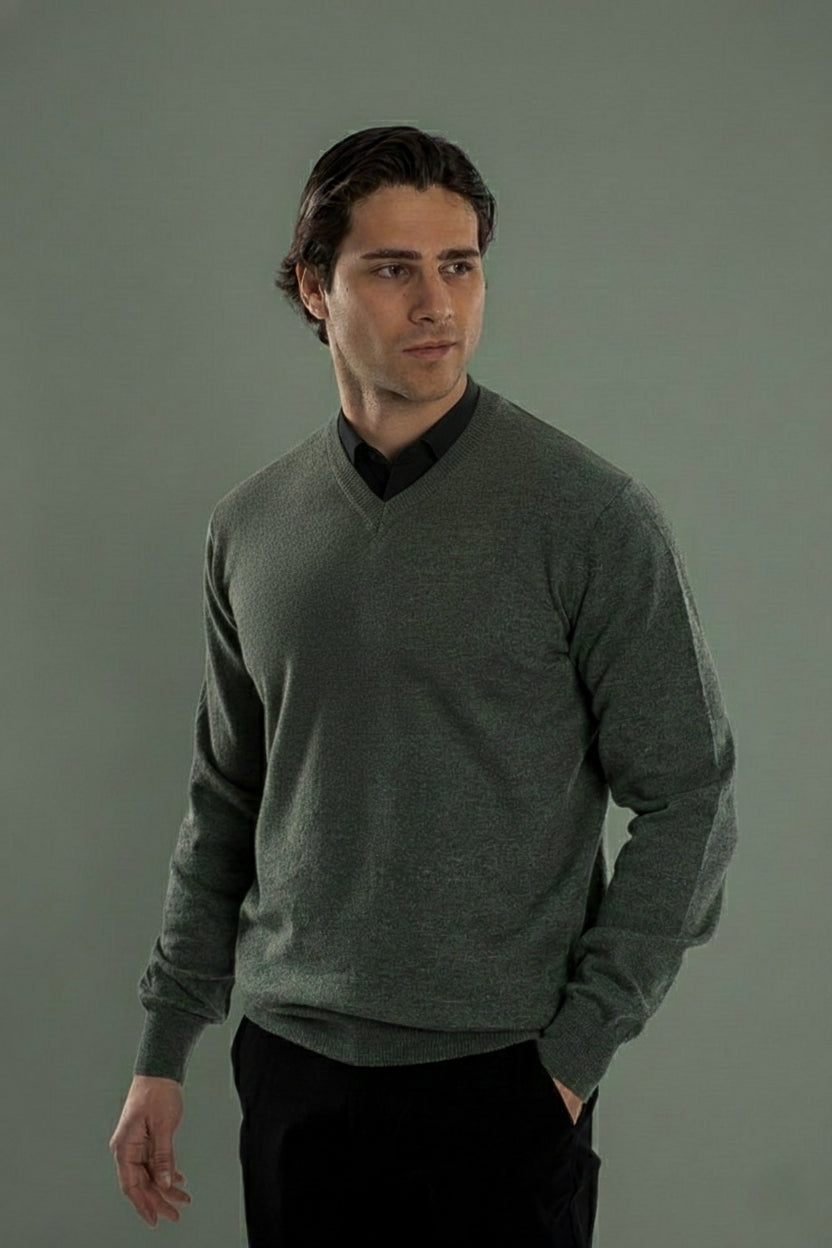 pullover V Plain wool