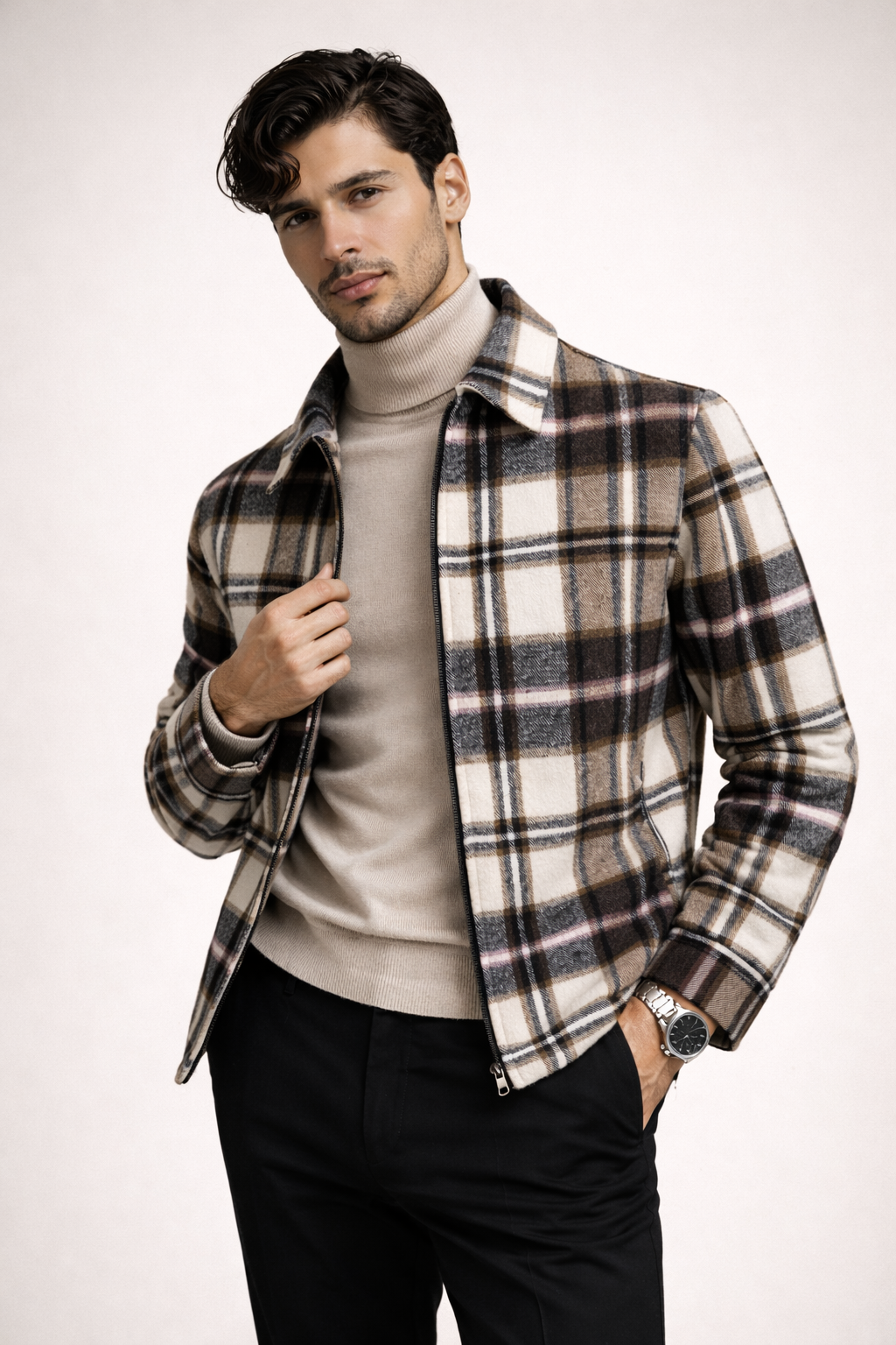 Checkered sweater with collar