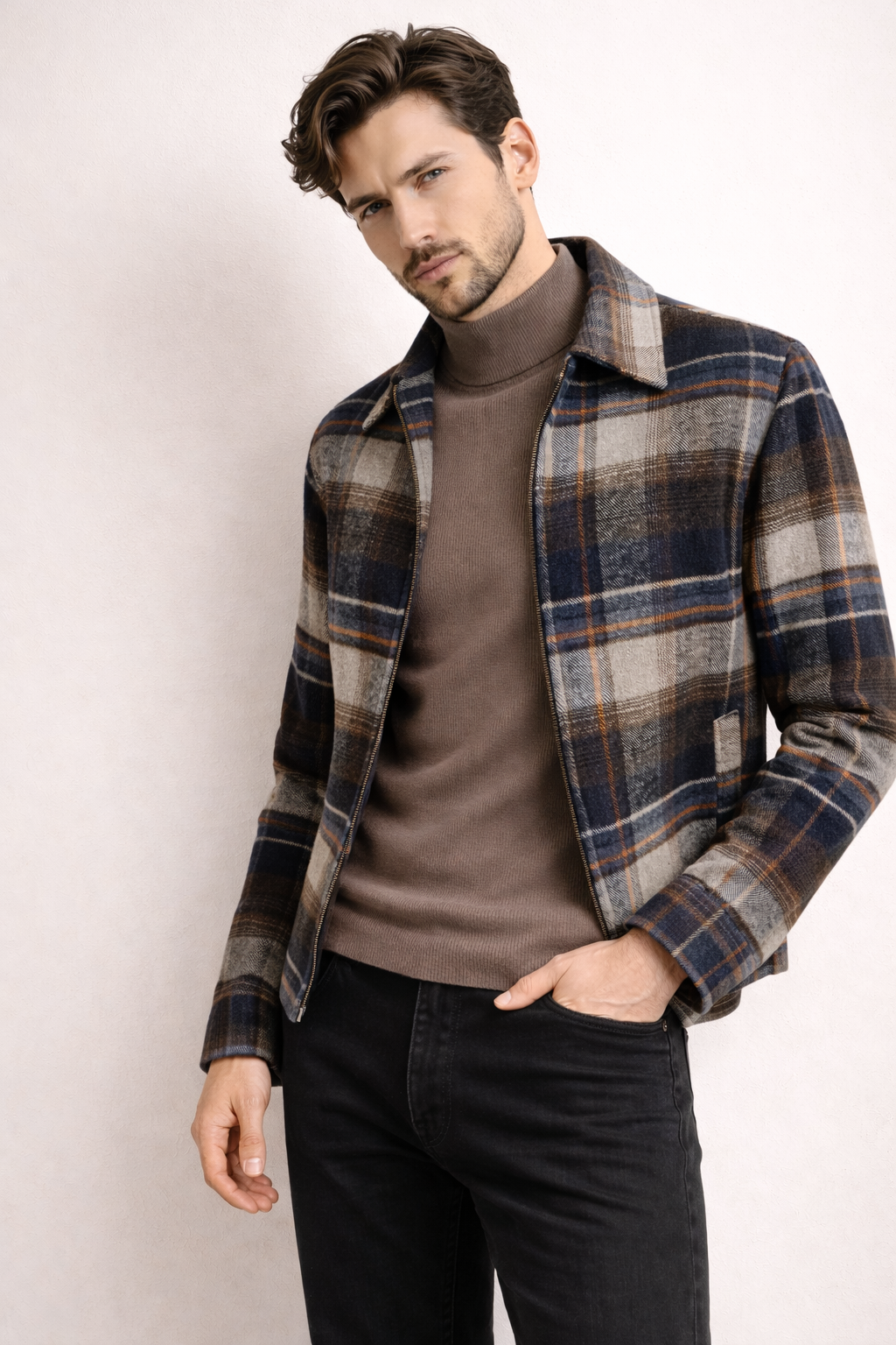 Checkered sweater with collar