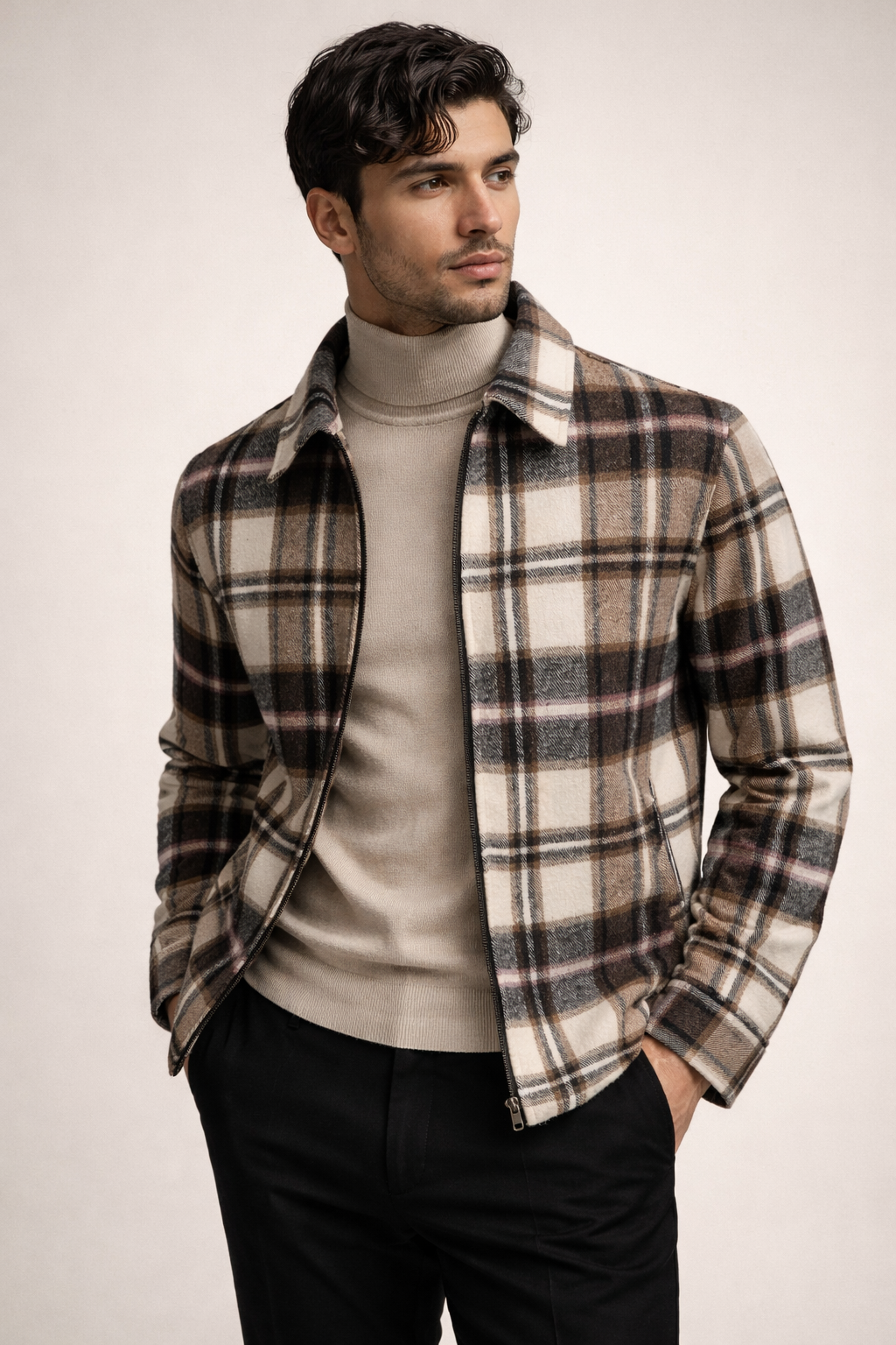 Checkered sweater with collar