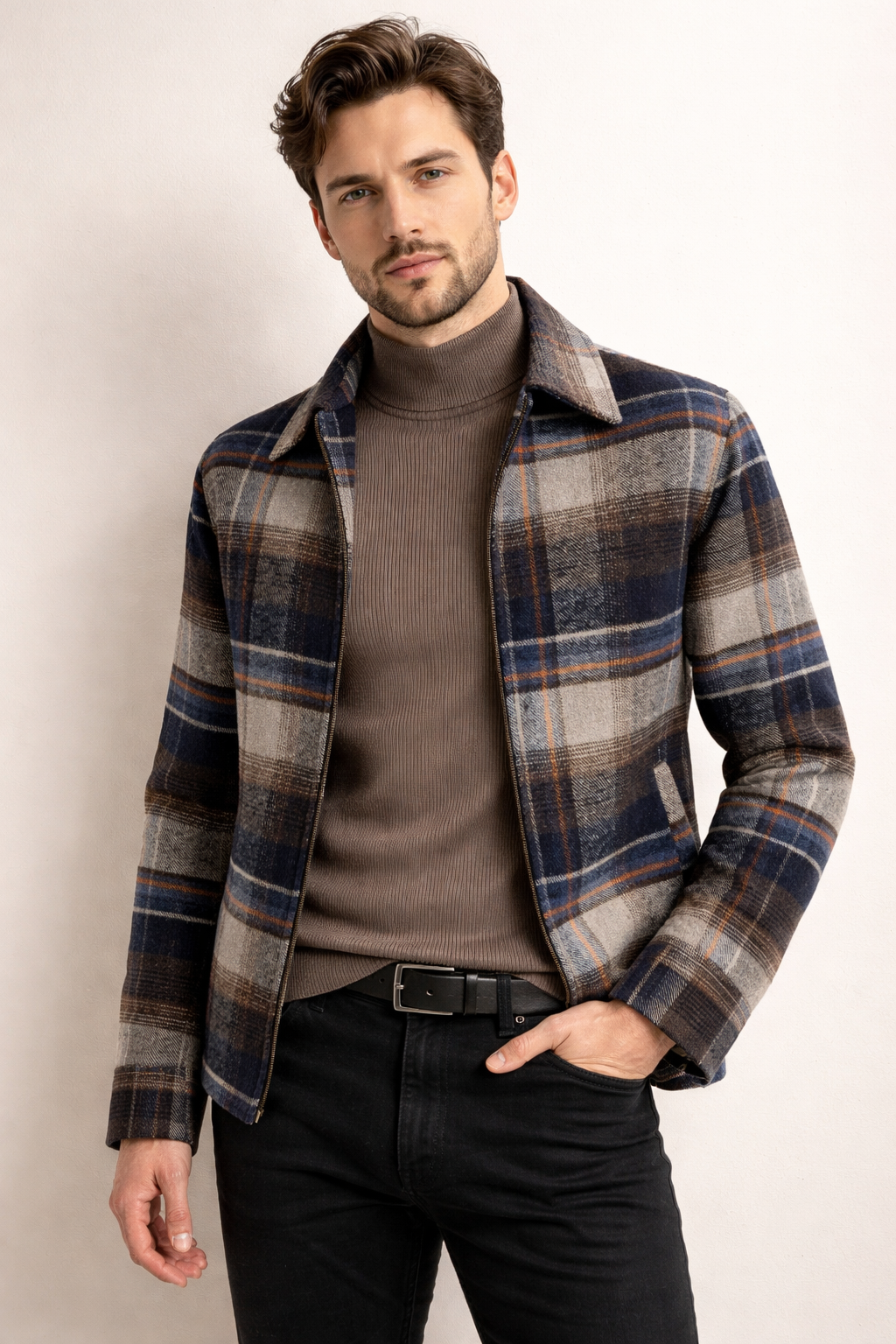 Checkered sweater with collar